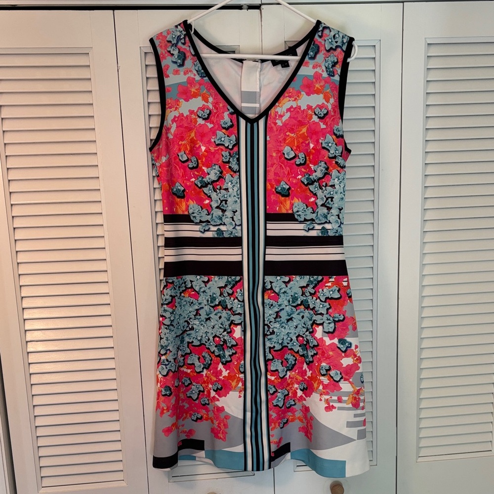 Vibrant Floral V-Neck Dress